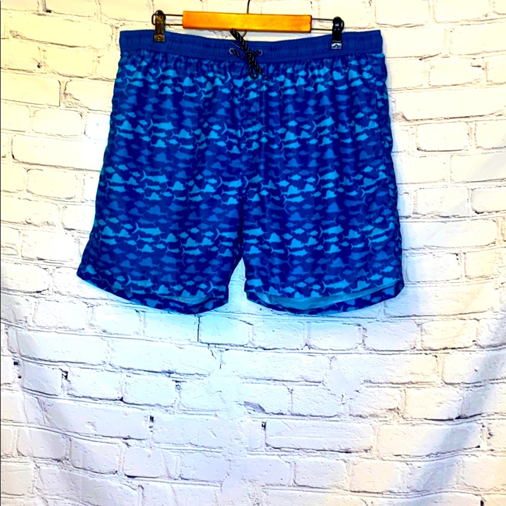 Ocean Coast Blue Fish Swim Trunks Size X-Large